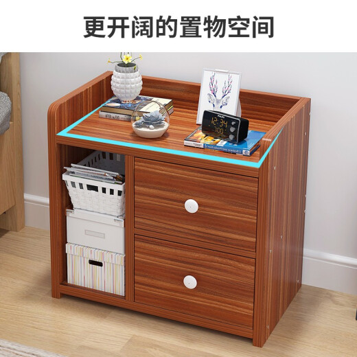 Yijiada bedside table simple storage cabinet with drawers storage type simple drawer cabinet small cabinet ancient sandalwood color