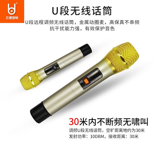 Bader 1576 Wolf Warrior high-power outdoor Internet celebrity karaoke square dance audio wireless Bluetooth heavy bass karaoke singing mobile trolley speaker with karaoke wireless microphone headset 12 inches + 2U segment microphone + 32GU disk + gift bag