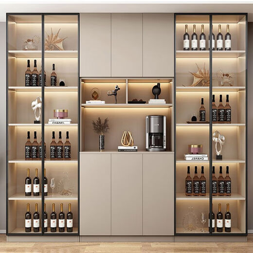 Zhen Yanxuan 2024 Sideboard integriert in die Wand moderne einfache Wohnzimmer -Aufbewahrungsschrank leichter Luxus Restaurant Weinschrank Milchfarbe Sideboard Modell 12240*40*220 Pack Installation