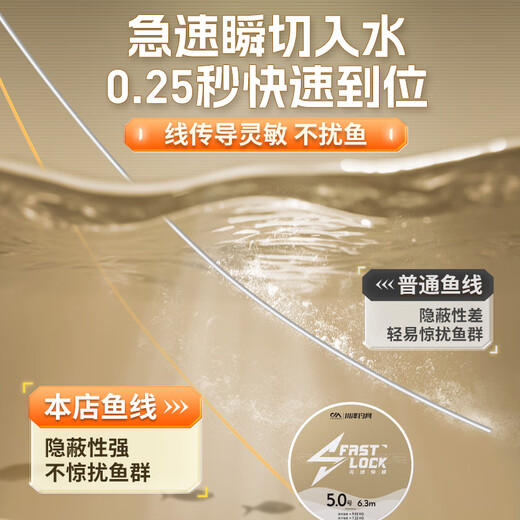 Kawazawa Knotless Quick Lock Line Product Main Line Set Imported from Japan Fishing Line Main Line Strong Tension Tie Competition Line Set 4.5m 4 Rolls + Storage Box Scissors No. 1.2