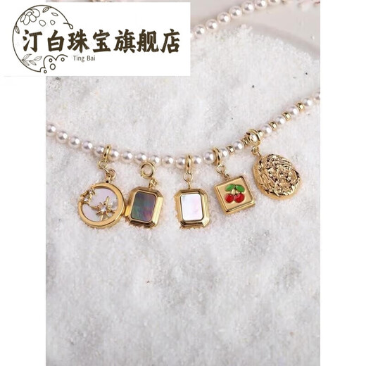 Tingbai Old Phoenix Gold Store Style Pendant Baby Pearl Clavicle Chain Accessories Drop 14K Gold Injection Retro Color Preservation Cute Cross
