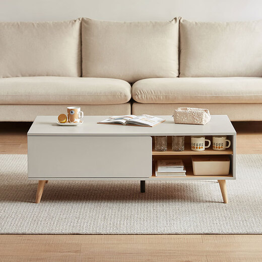 Lin's Home Modern Simple TV Cabinet Storage Storage Cabinet Integrated Coffee Table Floor Cabinet OV1L Wood Color Coffee Table