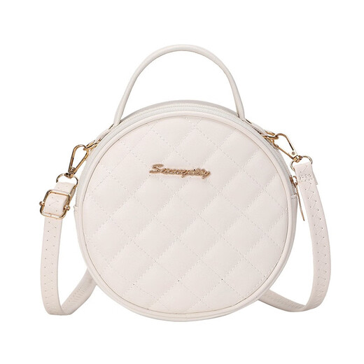 QUEEN TRIP fashion rhombus small round bag 2023 new bag women's Korean version trend niche single shoulder crossbody bag beige