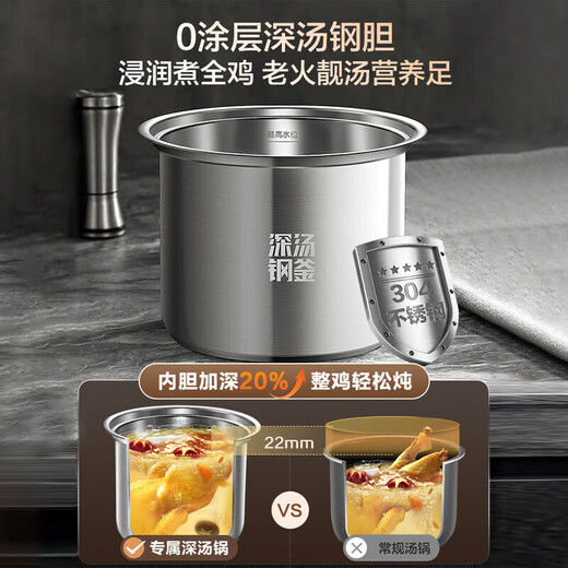 苏泊尔（SUPOR）深汤系列电压力锅家用5升大容量0涂层无涂层深汤不锈钢内胆一锅双胆内胆上炖下煮电高压锅 5L 304不锈钢0涂层胆SY-50YC5010