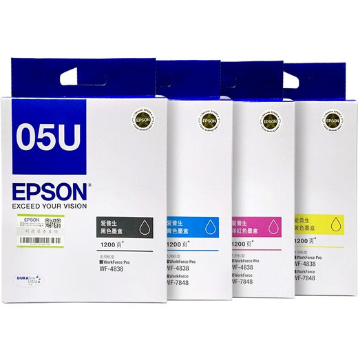 爱普生（EPSON）原装打印机05U 05N黑色彩色墨盒用于WF-4838/WF-7848打印机墨盒 原装墨盒05U黄色（约打印1200页）