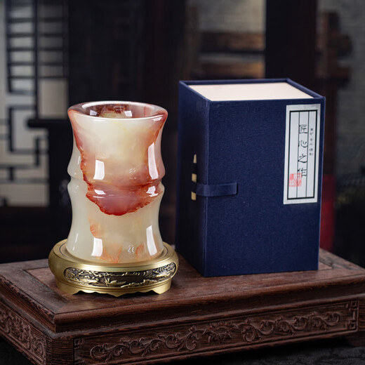 
MDNG natural jade large brush pen holder ornament retro decoration gift Chinese style creative personalized customization spot - bamboo joint bottle pen holder B12808