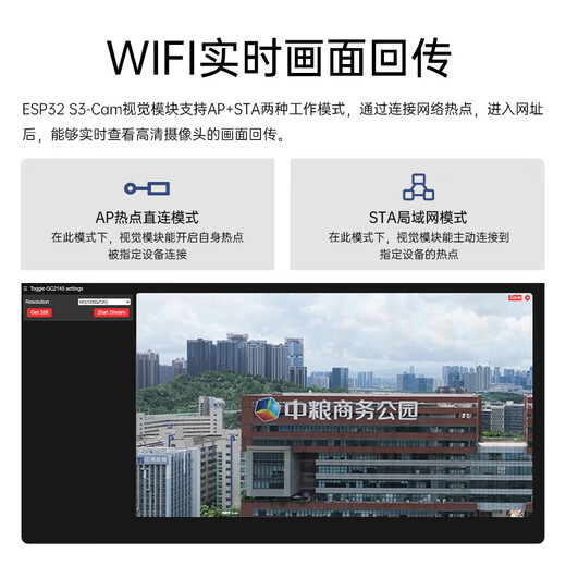 幻尔ESP32 S3-Cam视觉识别模块Wifi实时图传IIC串口开源传感器AI智能摄像头 ESP32 S3-Cam视觉识别模块