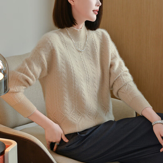 Mushi Cardigan Frauen halb Rollkragenpullover 100% reiner Wollpullover Frauen mit Dicke gestrickte Basishemd SS653M Blau Samtfarbe m