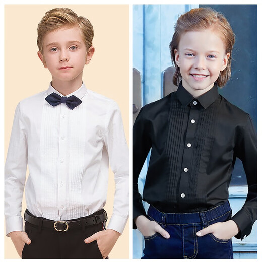 ELPA boys' shirt long-sleeved medium to large children's dress shirt white performance suit small suit Korean version NC0037 red shirt size 165 height 160-165cm weight 100-105