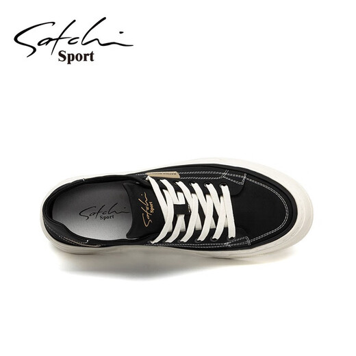 SaTCHI canvas shoes men's summer new breathable board shoes men's casual shoes fashion daily lace-up soft sole shoes trendy Black S3T061003A 41