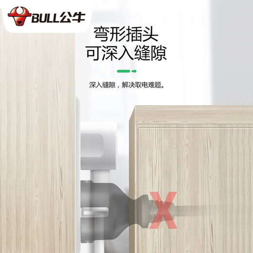 公牛（BULL）两脚插排两孔插头插线板小插座迷你小排插两位两项两孔头延长线扁头电插板排插接线板二脚二孔插排 两脚插头4插位】1.8米A140