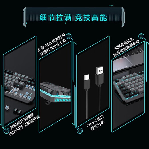 Forward (EWEADN) TK870 mechanical keyboard wired e-sports game backlight desktop computer laptop universal office typing Internet cafe peripherals black-blue light [upgraded metal panel-wing streamer] tea shaft [office code]