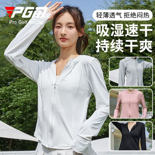 PGM Golf Vêtements de protection solaire pour la protection solaire Sports d'été Protection UV Upf50 + Veste à capuche légère YF687-PEARL Black