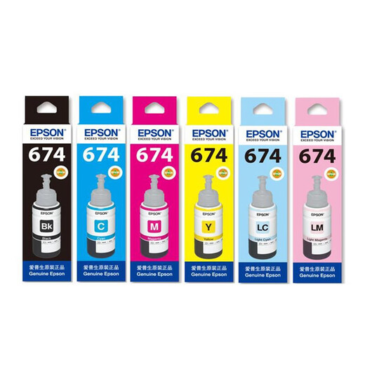 爱普生（EPSON）T6741墨水适用L801/L805/L810/L850/L1800 674-6色整套 原装墨水 色彩鲜艳