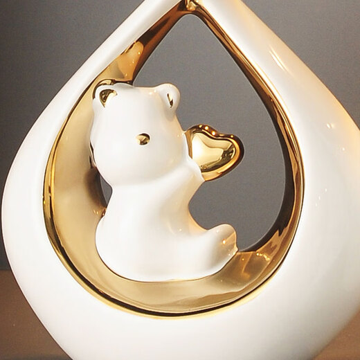 Pameiju Fengshengshui Chuanboat Home Ornaments Entrance Decoration Chinese Living Room TV Cabinet Crafts Housewarming Gift White Fengshengshui Chuan + Love Bears Pair