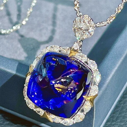 Yuxi Jewelry 43.69 carat collectible sugar tower tanzanite pendant necklace for women, noble and luxurious, 18K gold set with diamonds, with certificate