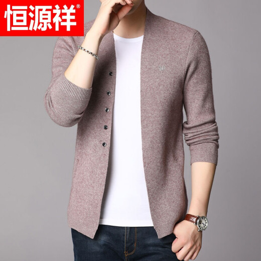 Hengyuanxiang Cardigan Sweater Men's Spring and Autumn Slim Knitted Sweater Thin Jacket Korean Style Outerwear Trendy Top Camel 190/4XL