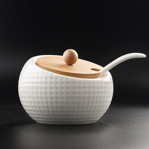 Wilkie ceramic seasoning jar seasoning box seasoning jar kitchen seasoning box seasoning container set sealed spoon jar combination 3-piece set seasoning jar + spoon lid + tray three-piece set