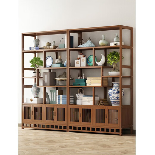 Xingchen Baibang New Chinese Style Duobao Pavilion Bogu Rack Tea Display Display Cabinet Living Room Antique Ornament Storage Rack Partition Shelf Six-Layer Classic 80cm Model Without Drawer Cabinet Door