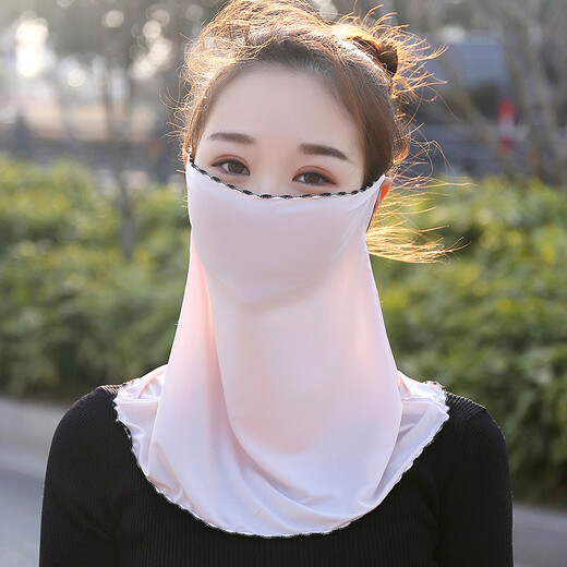 杉沓防晒面罩女夏冰丝围脖女士护脖套面纱遮阳挂耳面巾骑行面罩护脸 灰色 【一个装】