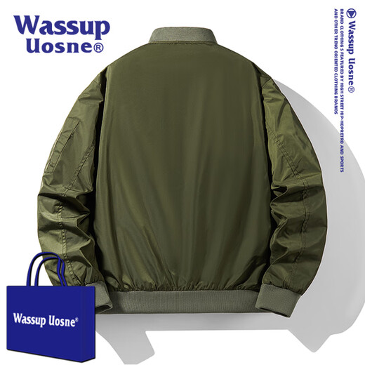 WASSUP UOSNE trendy brand ma1 bomber jacket for men and women American retro casual jacket spring and autumn loose baseball uniform for men 2029J military green (spring and autumn) 2XL (recommended 160-180Jin Jin equals 0.5 kg)