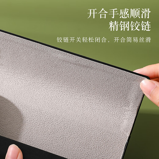 2024 Japanische einfache Sonnenbrille Anti-Druck-Aufbewahrungsbox Brille Box Herren tragbar und Anti-Druck-Gefüge tiefe Schwarz + Brille Stoff + Reinigungsflüssigkeit