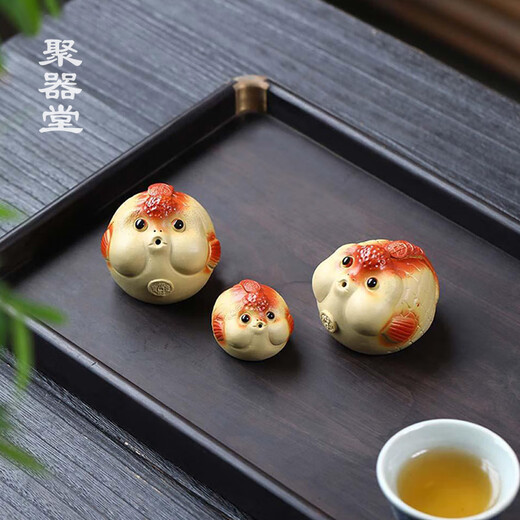 Juqitang tea pet ornaments, purple clay cultivable creative tea tray and tea table accessories, cute bubble carp tea toy, Zen tea set, A5 small lucky fish, single