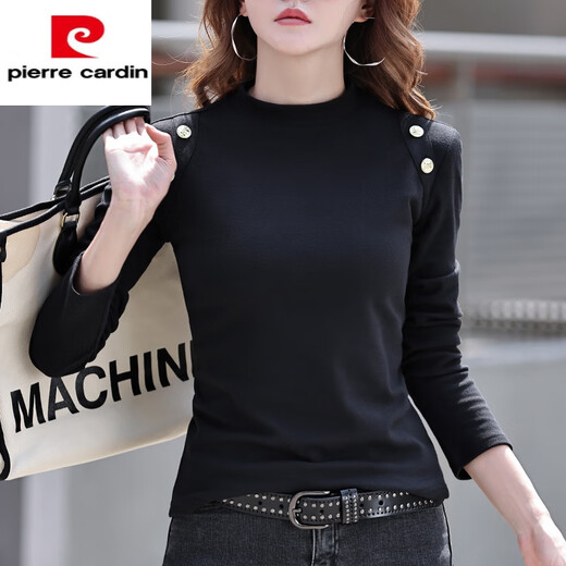 Pierre Cardin double-sided German velvet half turtleneck bottoming shirt for women 2025 new thickened velvet warm top with spring and autumn shirt white 2023/new/early autumn/early autumn/autumn style XL