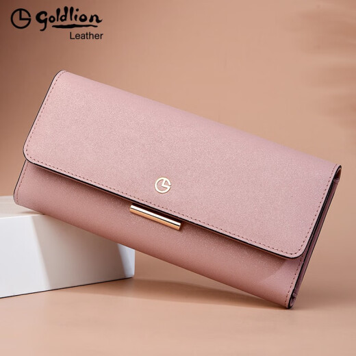 金利来（Goldlion）钱包女2025新款女士长款真皮多功能高档手拿包时尚钱夹大容量手包 粉色【官方授权-假一罚十】