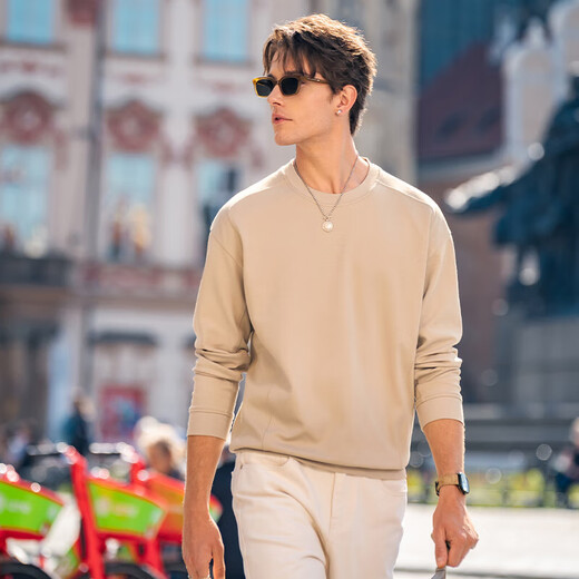 
Mr. Bu Bu’s thin base sweatshirt for men’s silhouette round neck pullover body 2025 new product KT15685 bronze 2XL /185