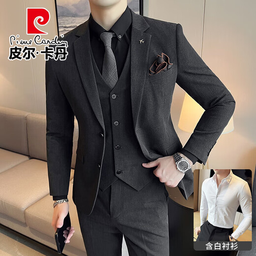 Pierre Cardin Bräutigam Anzug Männer Business Professional Formale Kleid hübsche lässige, schlanke große Größe Anzug mittelgroßer vierteiliger Anzug (Anzug + Hosen + Weste + Hemd) 2xl Größe 165-185 Gewicht 135-145 Jin [Jin gleich 0,5 kg]