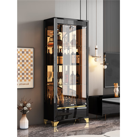 Zhen yiju moderno simple gabinete de vinos de vinos de vidrio pequeño gabinete de pintura contra el gabinete de almacenamiento de la sala de estar de la pared Gabinete vertical de lujo 1098#1.4 metros de largo