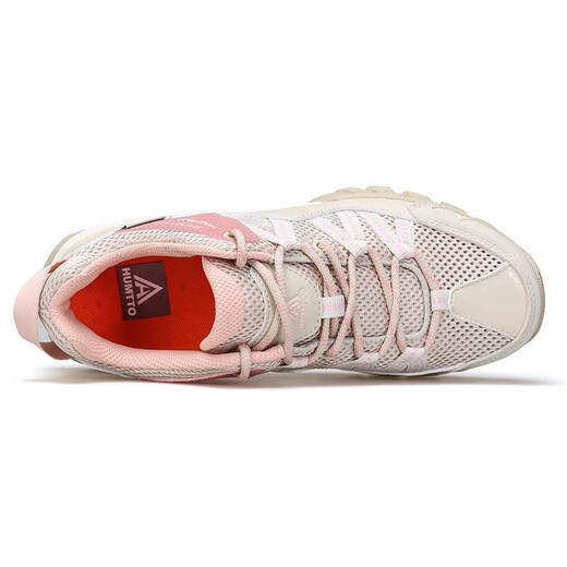 Humtto Outdoor Wanderschuhe Vier Jahreszeiten tragen resistente Nicht-Schlupf-Freizeitschuhe Mesh atmungsaktive Wanderschuhe Leichte Wanderschuhe Beige/Pfirsich Pink Women-755 (atmungsaktives großes Loch) 38