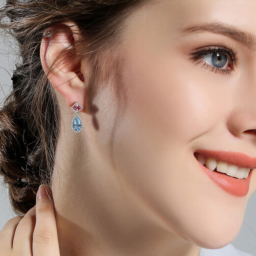 Avani 18K gold diamond aquamarine earrings women's diamond ruby tourmaline earrings