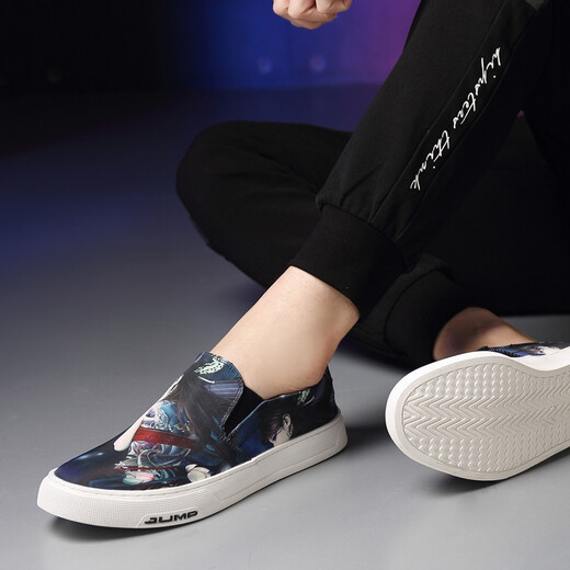 Poezonis men's shoes one-foot loafers spring canvas shoes men's Korean style lazy casual summer breathable shoes black 11968 40