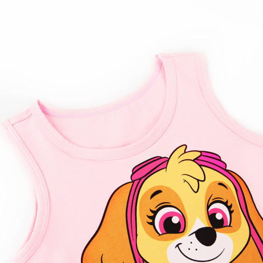 Paw Patrol Summer Children's Vest for Boys and Girls Thin Combed Cotton Bottoming Camisole Small Vest to Wear 2 Packs PA158 (Pink + Pink) 110cm