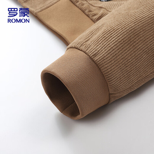 ROMON jacket men's autumn and winter lapel comfortable top business casual corduroy jacket men 2422 black thickened 3XL