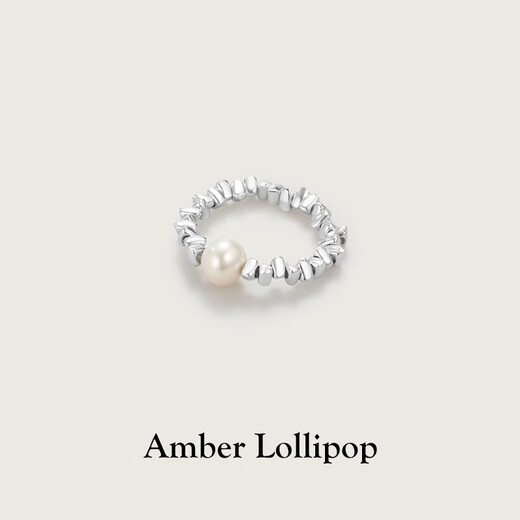 Amber Lollipop broken silver pearl ring women's ring index finger ring anniversary birthday gift for girlfriend and wife