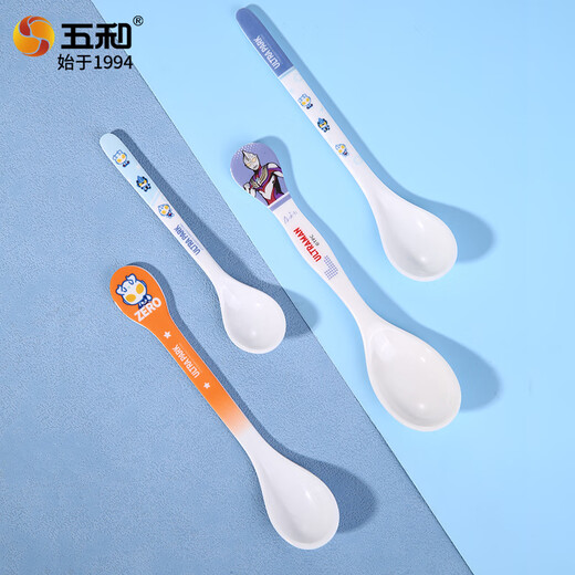 Wuhe (WUHE) Ultraman Children's Spoon Boy Baby Eating Spoon Tableware Melamine Imitation Porcelain Household Spoon Baby Supplementary Spoon Tool Ultraman Tiga - Long-handled Spoon