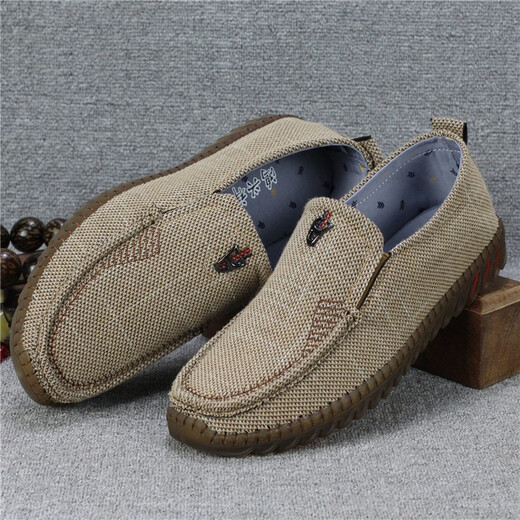 Hongxingxiang old Beijing cloth shoes men's single shoes spring and autumn breathable casual shoes soft sole non-slip beef tendon sole driving shoes beans shoes 698 men's camel single 41