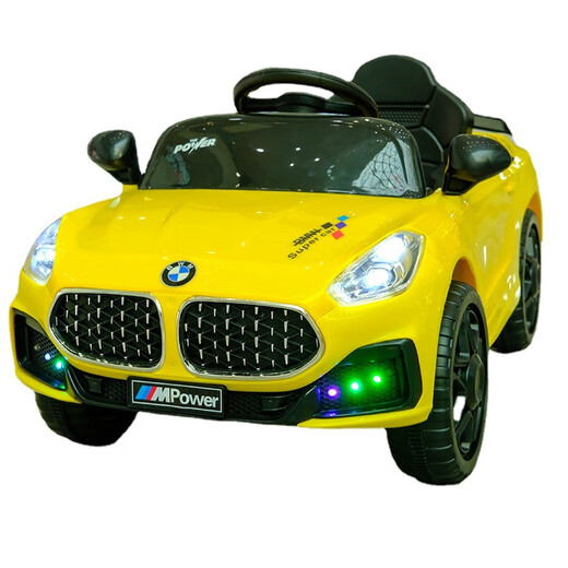 Yu Enni BMW children's electric car four-wheeled with remote control baby car men and women toy car can sit on the charging stroller red single drive + early education + hard seat