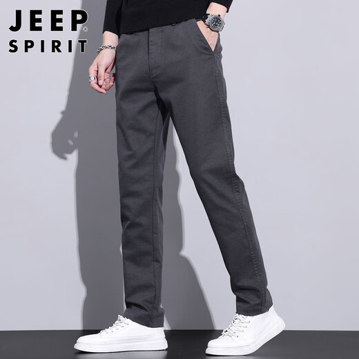 JEEP SPIRIT Jeep Casual Pants Men's Autumn and Winter Business Pants Men's New Retro Revival Men's Pants Dark Gray 33