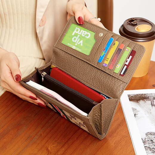 Sephren Mode Horizontale Brieftasche Frauentemperament 2025 Neues Top -Layer -Kuhspur Multifunktionsklapper Kartentasche mit großer Kapazitätsbeutel Weiches Leder Braun DC5A561405