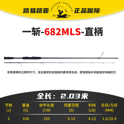 INL Ein Köder, One Cut-Köder, One Stab, wettbewerbsfähig, Allzweck-Langstrecken-Griff mit geradem Griff, Süßwasser-Meerwasser-Mandarine und Barsch-Ge-Bin 2,03 m/682ML-S mit geradem Griff