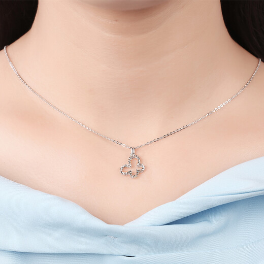 Yuanshengfu's new PT950 high-quality imitation diamond butterfly platinum necklace, fashionable platinum chain clavicle chain, 3.36g, adjustable length (42-44cm)