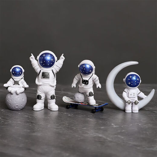 Mengyigang kreative Astronaut-Ornamente Desktop kleine Astronaut Schreibtisch TV-Schrankzimmer Dekoration Autokonsole-Ornamente Sternenhimmel Vierteilige Set (insgesamt 8 Stücke)