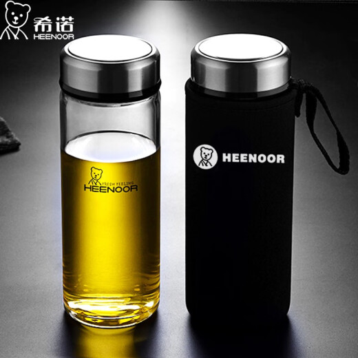 Copa de vidrio de una sola capa Sino portátil Gran capacidad Caza de fabricación de té engrosada para hombres y mujeres Oficina de mujeres XN-90069007 XN-6191 Color natural 410ml con copa sin filtro