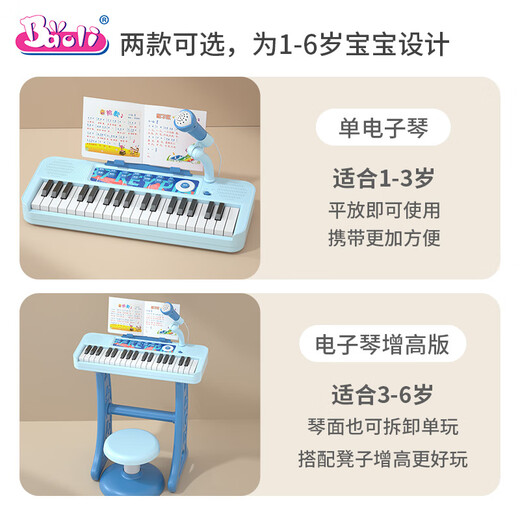 Baoli Children's piano one year old baby toys electronic piano girl musical instruments 3-6 years old can play birthday gifts 37 key music electronic piano + stool [pink]