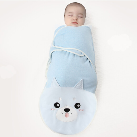 Colorful doctor newborn anti-jump sleeping bag baby blanket baby swaddle wrap spring and summer thin 0-3-6 months cotton quilt anti-kicking quilt newborn supplies puppy blue thin