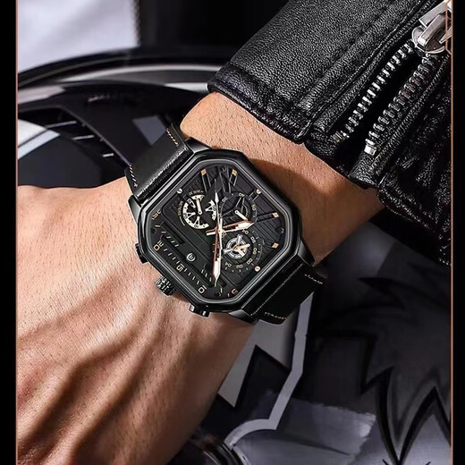 
Comudir 2023 new automatic watch for men's hollow machinery for men's fashionable waterproof luminous calendar large dial watch 838 black warrior black leather black